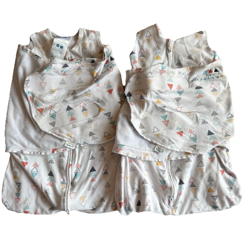 HALO Cotton Sleepsack Swaddle 3-Way Adjustable Wearable Blanket NB Triangle x 2
